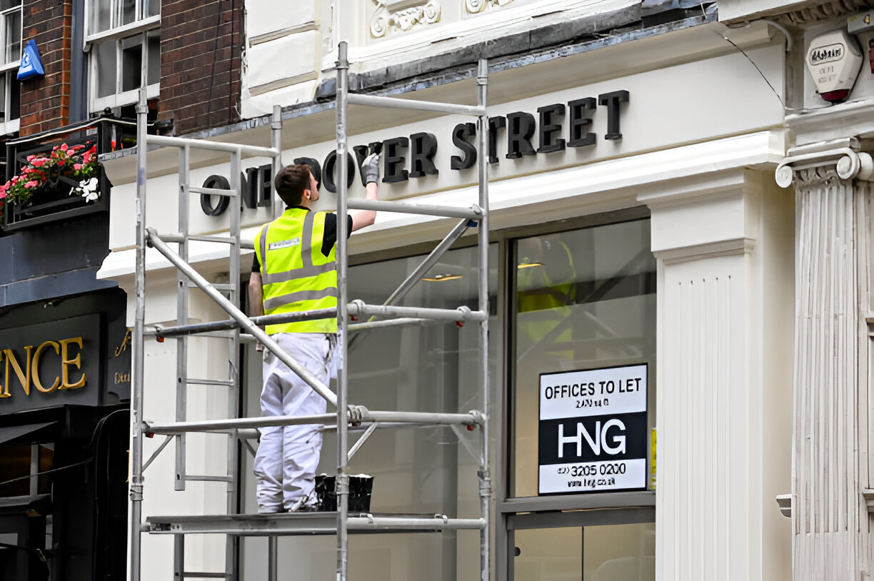 Commercial painting work on a shopfront